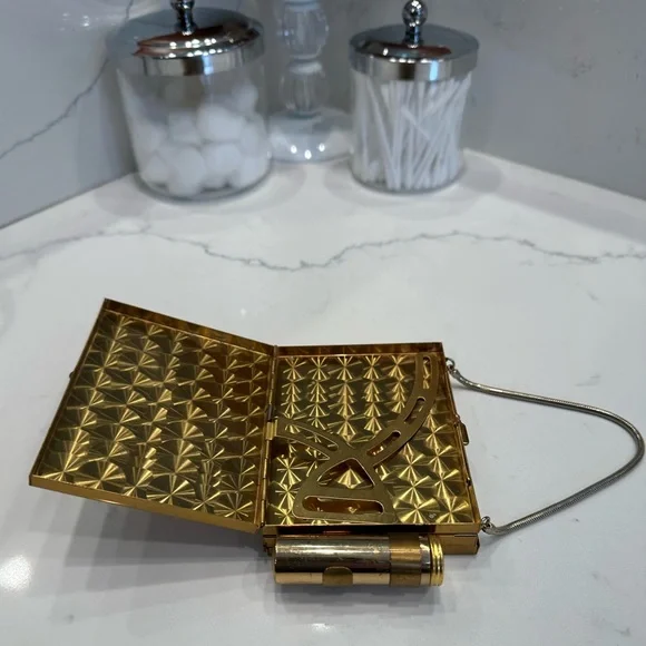 Vintage Art Deco 50’s Gold Toned Cigarette, Lipstick, Compact Case with Comb. - Picture 4 of 8